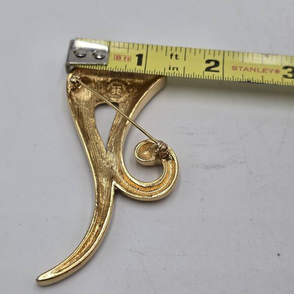 Vintage Givenchy Pi Sign Brooch Pin Gold-Tone 3" Abstract Modern Couture 80's - Picture 6 of 6